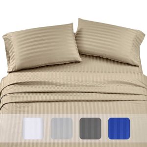 Simple Style Full Polyester Striped Four-piece Set for Household Fabric Count 40