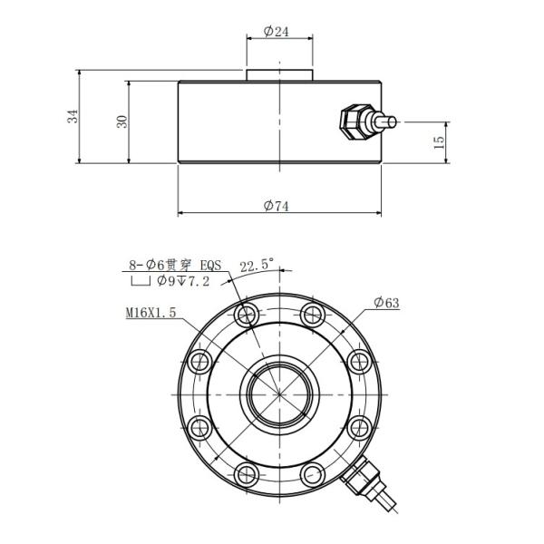 Aluminum 1t Wheel Force Transducer , 50-500kg Force Transducer Load Cell