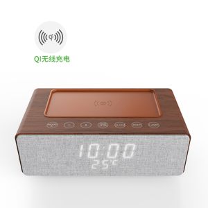 Cheap Wooden Desktop Loud Portable Bluetooth Speakers M15 Wireless Charging Function for sale
