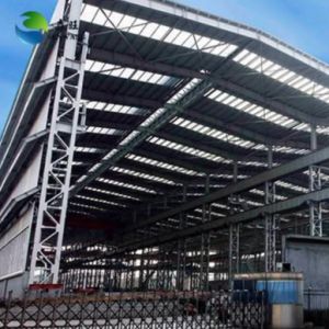 Prefabricated Steel Warehouse with Section Column Main Structure and Round Pipe