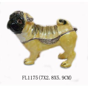 gold plated dog with crystal charm animail trinket boxes wholesale