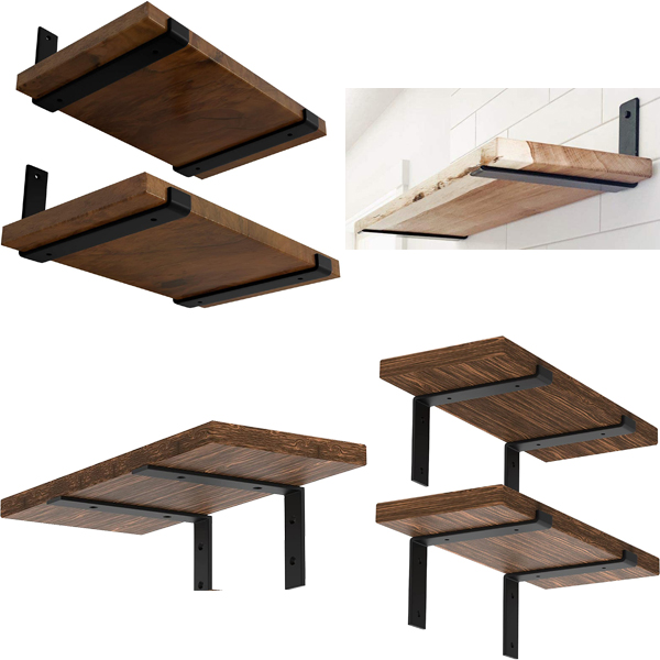 Standard Industrial Decor Iron J Hook Brackets Wall Angel Corner L Bracket with Lip