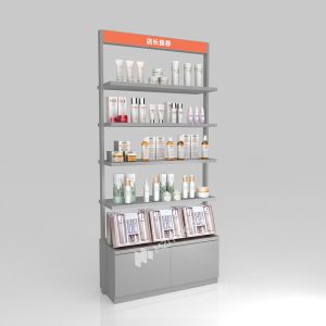 Cosmetic Store Showcase Grey Transparent Low Cabinet With Double-Sided Light Box