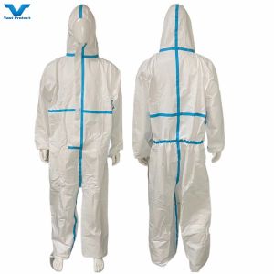 Seam Serged 4 or 5-Thread Over-Locked Disposable Microporous Coverall Isolation