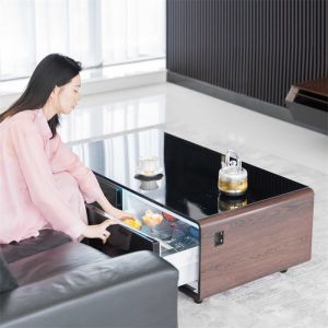 Wireless Charging Coffee Table for Small Living Spaces in White/Golden/Wood