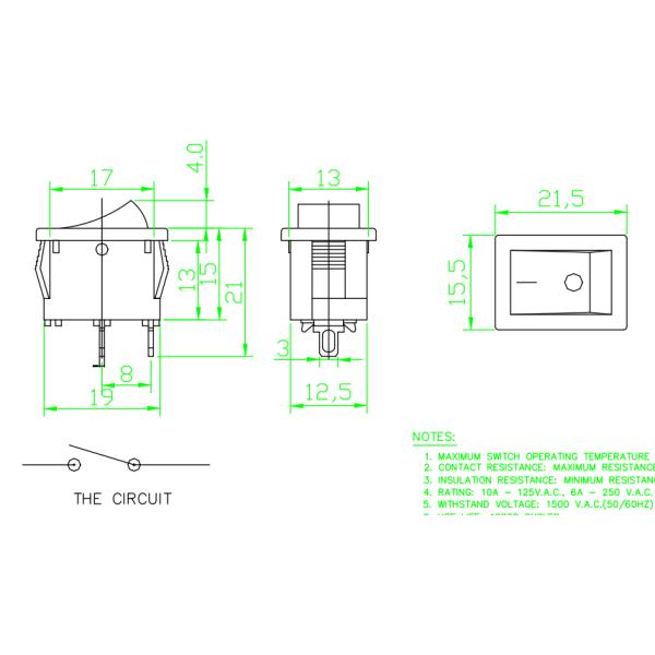 Dust Proof Rocker Switch 2 Pins White Black T85 For Electric Equipment