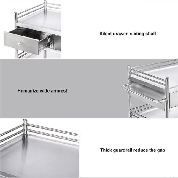 RK Bakeware China Medical Hospital Dressing Stainless Steel Trolley Surgical Trolley with Drawers