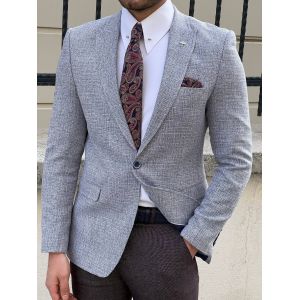 China Knitted Grey Purple Business Casual Suit Jacket For Gentlemen on sale