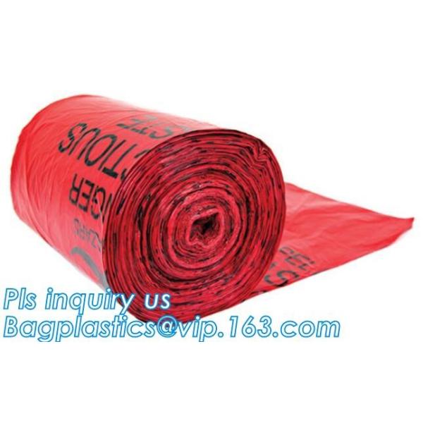 Quality Large Capacity Red Biohazardous Disposal Medical Waste Plastic Trash Bags on Roll, High temperature resistance 120C Bioh wholesale