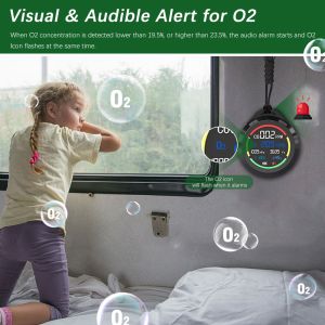 Mini Portable Carbon Monoxide Alarm Monitor Barometric Pressure Oxygen Gas