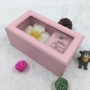 Cheap Romantic Lovely Wooden Musical Jewellery Box , Pink Wooden Jewelry Box With Lock And Key for sale