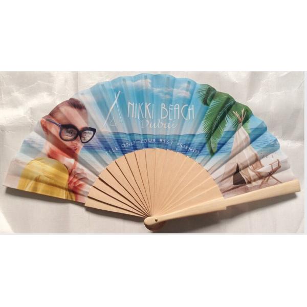 Hand Held Folding Hand Fans With Natural Wooden Ribs And Fabric or paper Cover ,