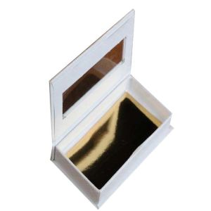 custom embossed texture eyelash paper box luxury pvc window eyelash box custom