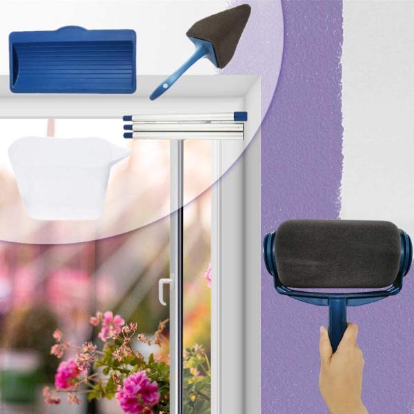 8 Pcs Multifunction Paint Roller Set With Telescopic Pole