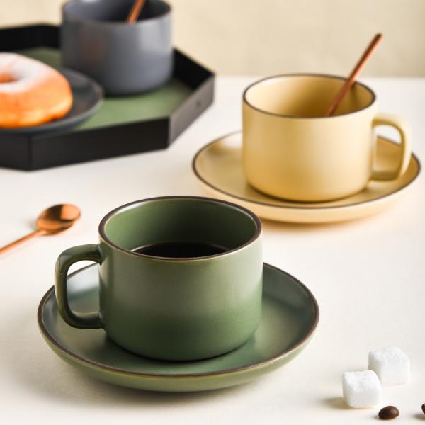 Quality Nordic Design Style Handmade Ceramic Coffee Mug And Saucer Set For Sustainable Office wholesale