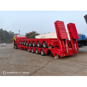 7 Axle Heavy Low Bed/Lowbed Ramp/Drop Deck Flatbed/Skeleton Semi Truck Trailer
