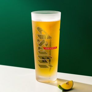 500ml Frosted Glass Drinking Cups 17.6 Ounce Hand Blown Glass Etching Beer Mugs