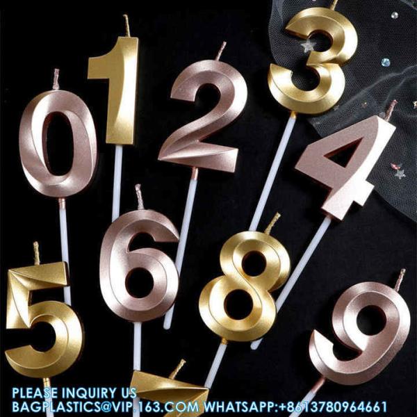 Wholesale Number Candles Gold-Plated 0-9 Wax Cake Candle Mini Cake Shaped Candles