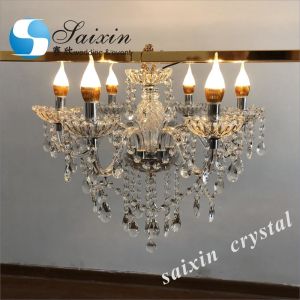 1.8m large shiny gold metal flower stand with battery working crystal chandelier