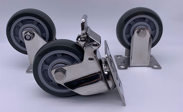150kg Load Polyurethane Tread Stainless Steel Caster Wheels 5 Inch With Brake