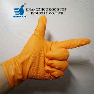 Orange Diamond Grain Heavy Duty Nitrile Glove Thickened 8mil 9mil