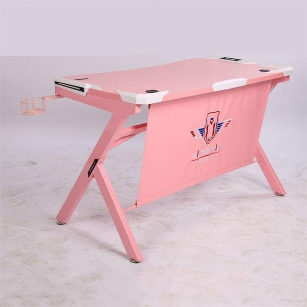 Quality Pink Ergonomic PS4 Gaming Desk MDF Surface Steel Alloy Frame wholesale
