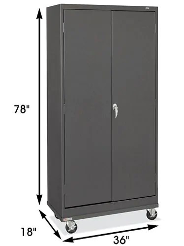 Quality Double Door Unassembled Metal Adjustable Shelf Cabinet With Wheels wholesale