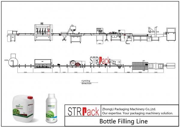 Quality Liquid Bottle Filling Line With Bottle Capping Machine And Double Side Labeling Machine wholesale