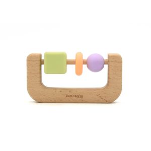 CPSIA ASTM Wooden Silicone Teether BPA Free Baby Chewable Ring