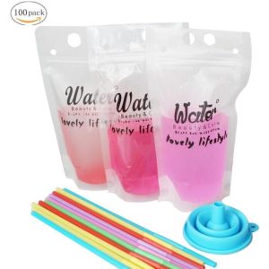 biodegradable eco-friendly FDA clear juice sealed drink pouches translucent