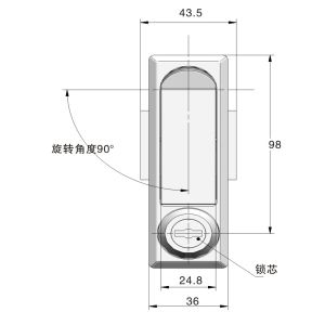 Black Powder Coated Cabinet Door Lock Plane Garage Door Handle Lock For ToolBox