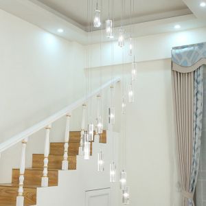 LED Pendant Light Staircase Crystal Chandelier Hanging Lamp Spirl hanging