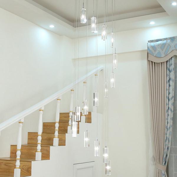 LED Pendant Light Staircase Crystal Chandelier Hanging Lamp Spirl hanging