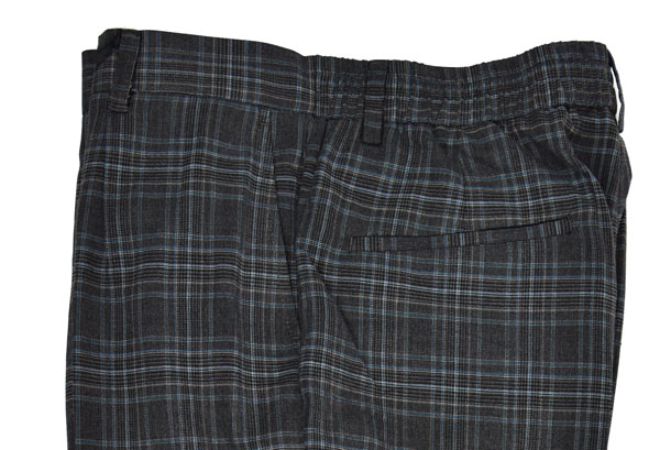 Men'S Custom Tailored Trousers Dark Grey Check T/R Fabric Excellent Workmanship