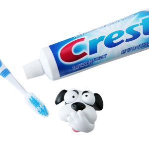 PVC Spread Heads Toothpaste Caps Toy Cat Head With Cartoon Patterns