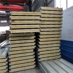 60kg rock wool corrugated roof sandwich panel for fast cosntruction buildings