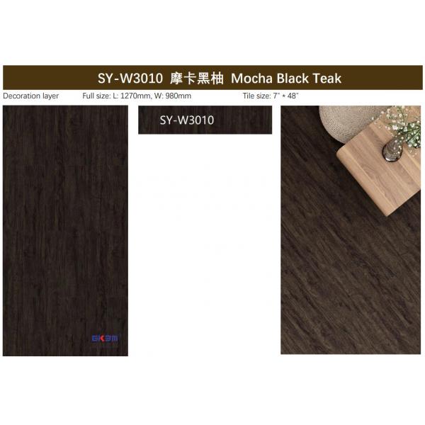 Eco Friendly SPC Flooring 4mm Waterproof Fireproof E0 Formaldehyde Mocha Black Teak GKBM SY-W3010