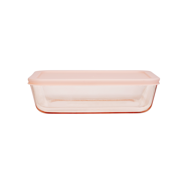 Pink Color Sprayed Glass Food Container with PE Lid