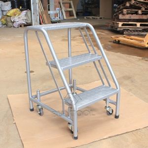 Position Movable Industrial Warehouse Platform Ladder With Wheels 2 Or 3 Steps