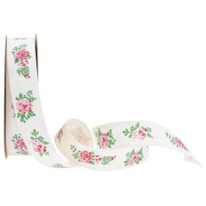 15mm*10m Flower Burlap Ribbon OEM ODM Custom Printed Ribbon Rolls