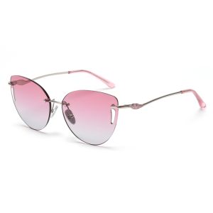Frameless Trim Hollow Womens Driving Sunglasses Metal Frame Polarized