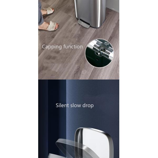 13 Gallon 30l 40l Large Capacity Flame Retardant Stainless Steel square Trash Can Bin for Kitchen