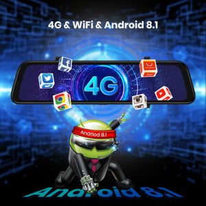 4G ADAS Wireless Dual Dash Cam With Wifi Android 8.1 Rear View DVR