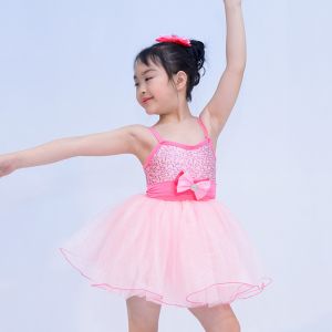 Pinky Tutu Dance Dress Leotard Under Mesh Spandex Polyester Material For Solo