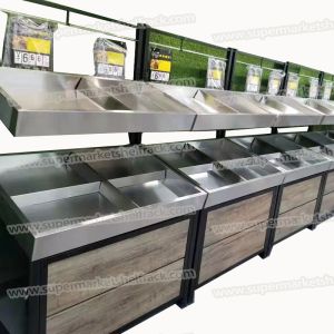 China 1800mm 1.2M Stainless Steel Vegetable Fruit Display Rack For Shopping Malls on sale