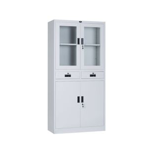 Cheap Cyber Lock Steel Cupboard With Glass Doors KD Structure for sale