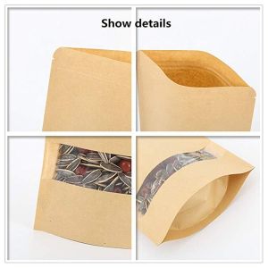 Kraft Bags With Window Stand Up Bag k Seal Paper bag Resealable Large Food