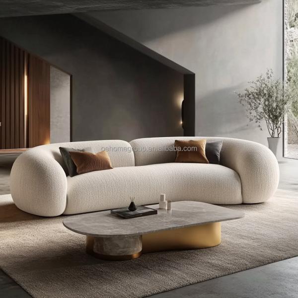 Fabric Covered Density Sponge-Filled Solid Wood Frame Sofa Set For Contemporary Design Home Furniture Villa Living Room