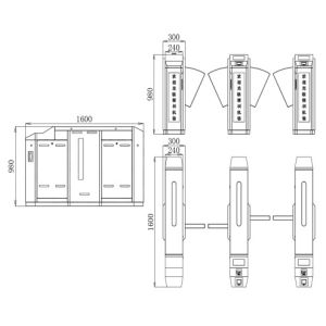 Security Pedestrian Flap Barrier Turnstile , Waist Height Turnstiles