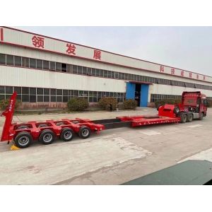 150t 4 Axle Low Bed Trailer Hydraulic Detachable Gooseneck Lowboy Trailer
